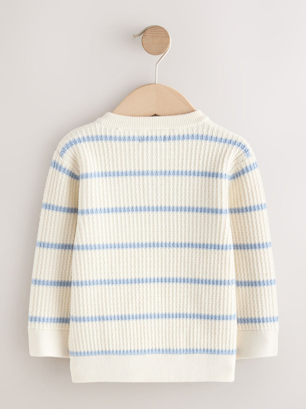 Ecru/Blue Knitted Stripe Henley Jumper (3mths-7yrs)
