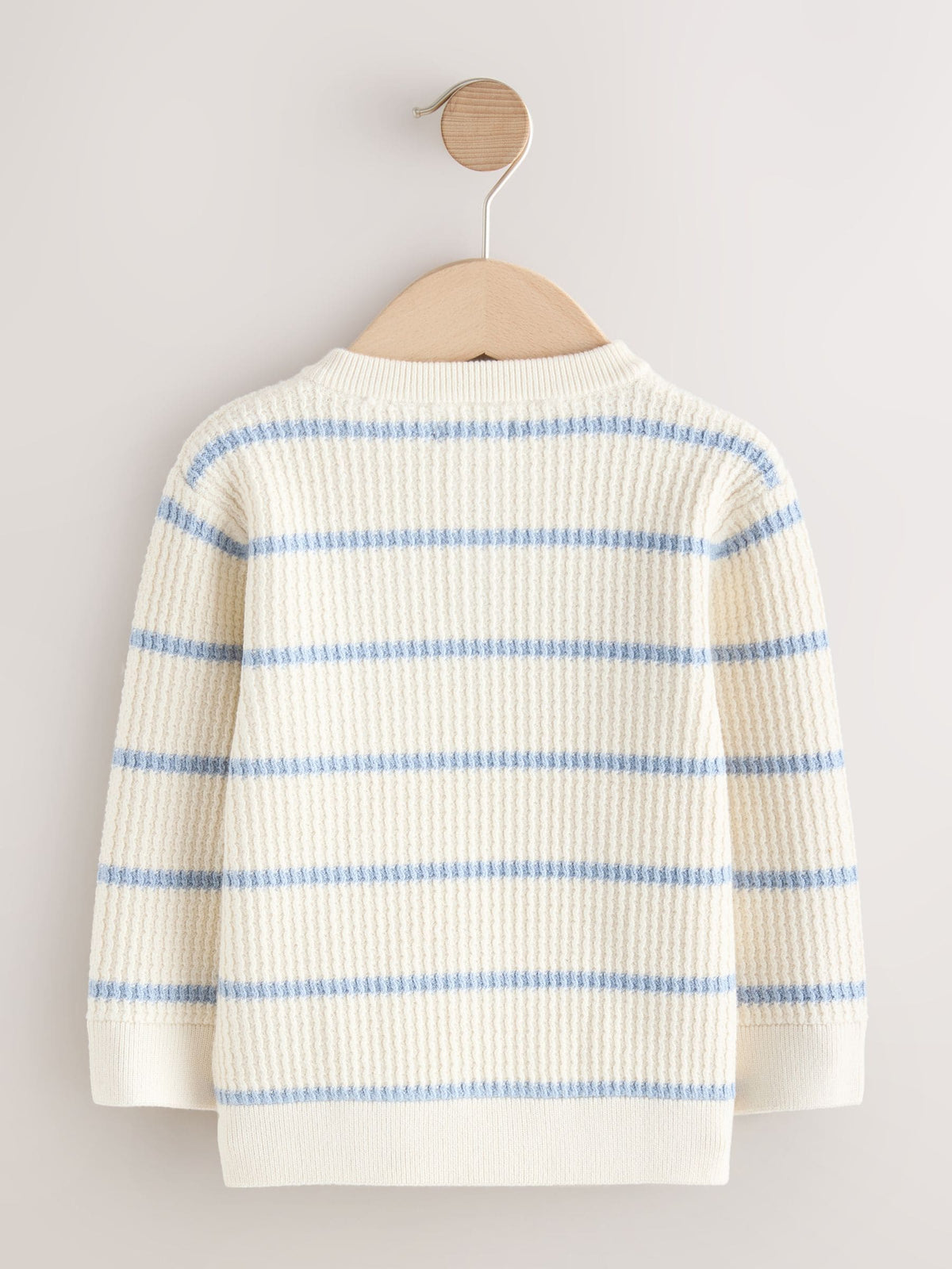 Ecru/Blue Knitted Stripe Henley Jumper (3mths-7yrs)