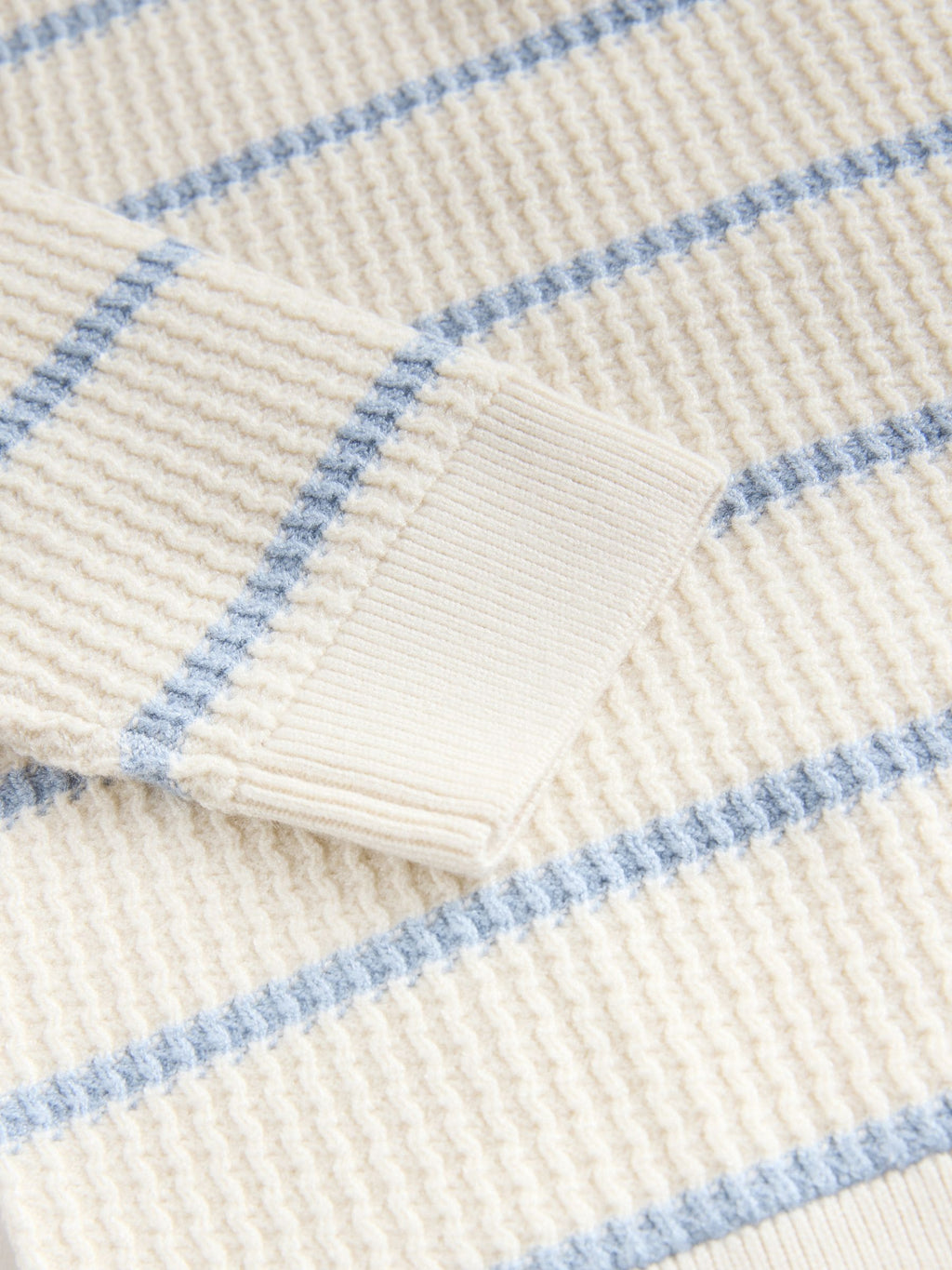 Ecru/Blue Knitted Stripe Henley Jumper (3mths-7yrs)