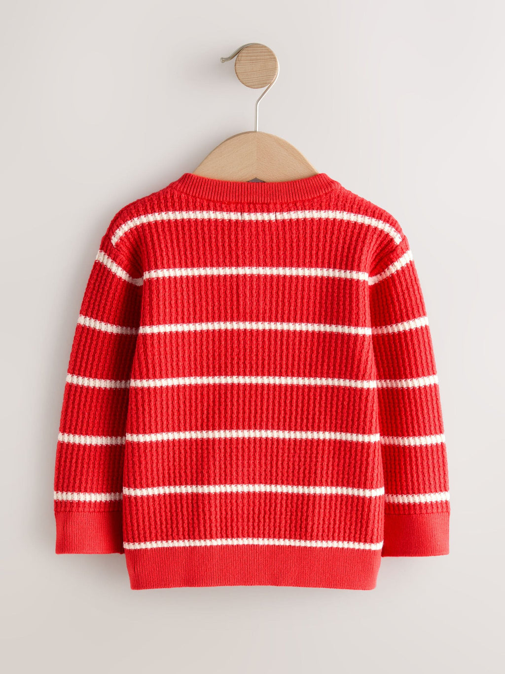 Red/Ecru Knitted Stripe Henley Jumper (3mths-7yrs)
