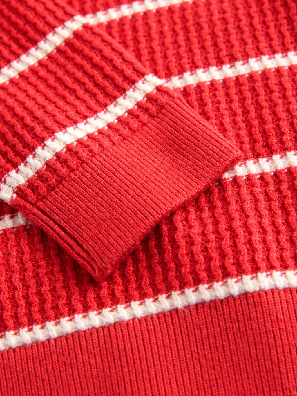 Red/Ecru Knitted Stripe Henley Jumper (3mths-7yrs)