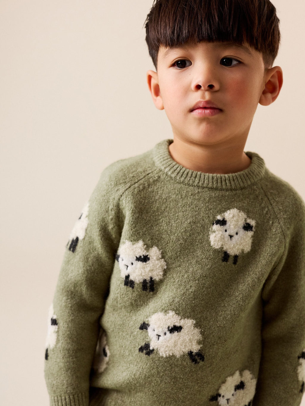 Green Sheep Knitted Crew Neck Jumper (3mths-7yrs)