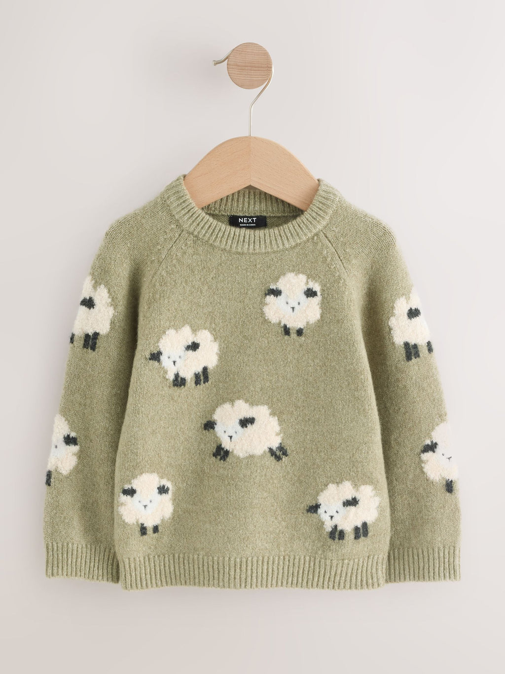 Green Sheep Knitted Crew Neck Jumper (3mths-7yrs)