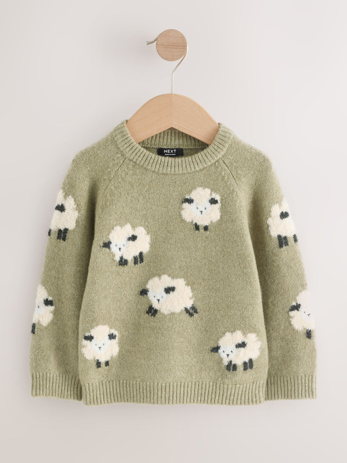 Green Sheep Knitted Crew Neck Jumper (3mths-7yrs)