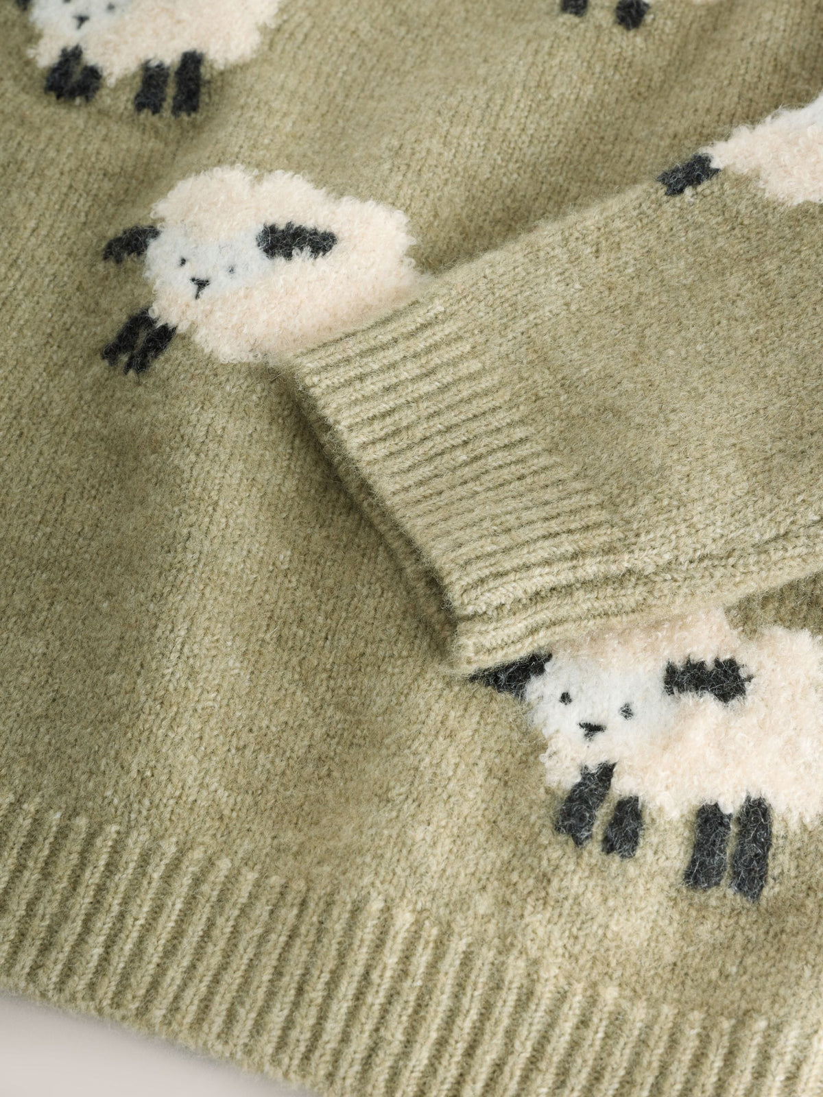 Green Sheep Knitted Crew Neck Jumper (3mths-7yrs)
