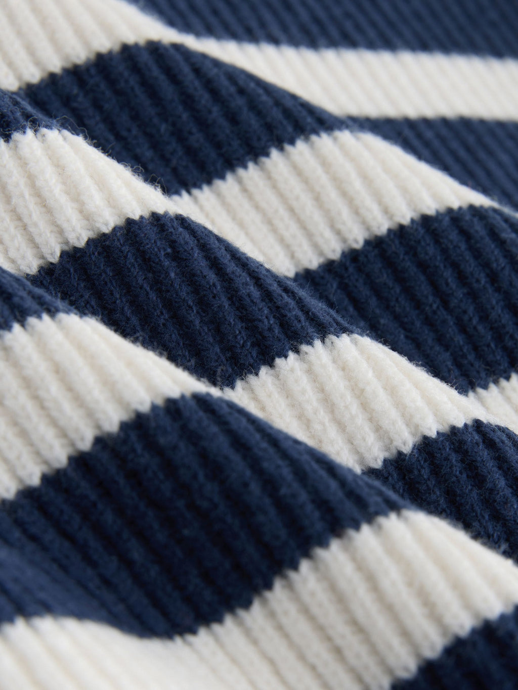 Navy Blue/Ecru Stripe Knitted Quarter Zip Jumper (3mths-7yrs)