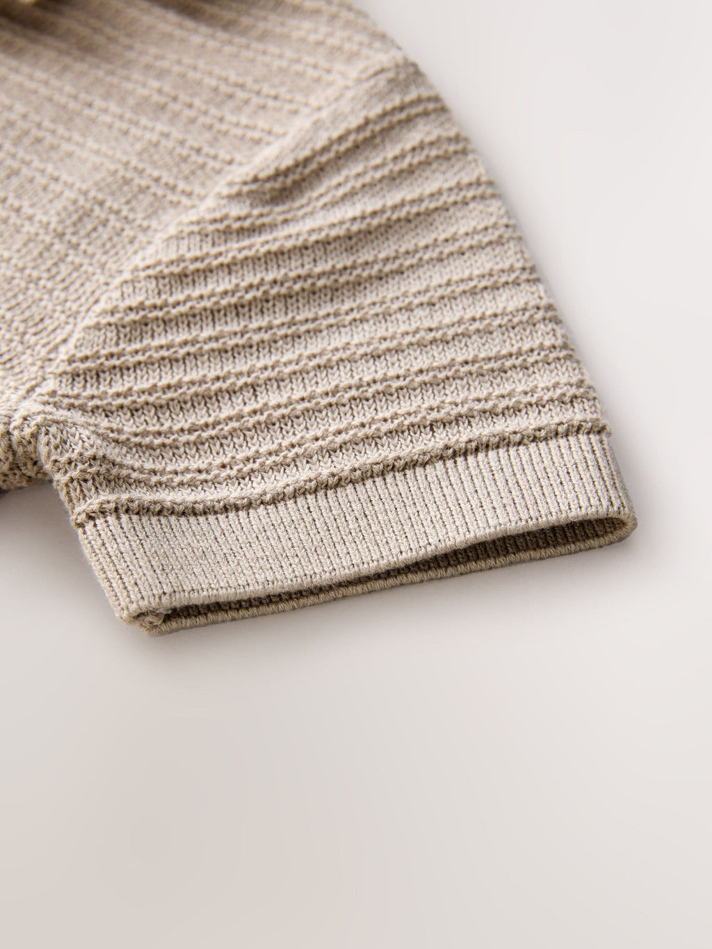 Neutral Revere Collar Short Sleeve Knitted Polo Shirt (3mths-7yrs)