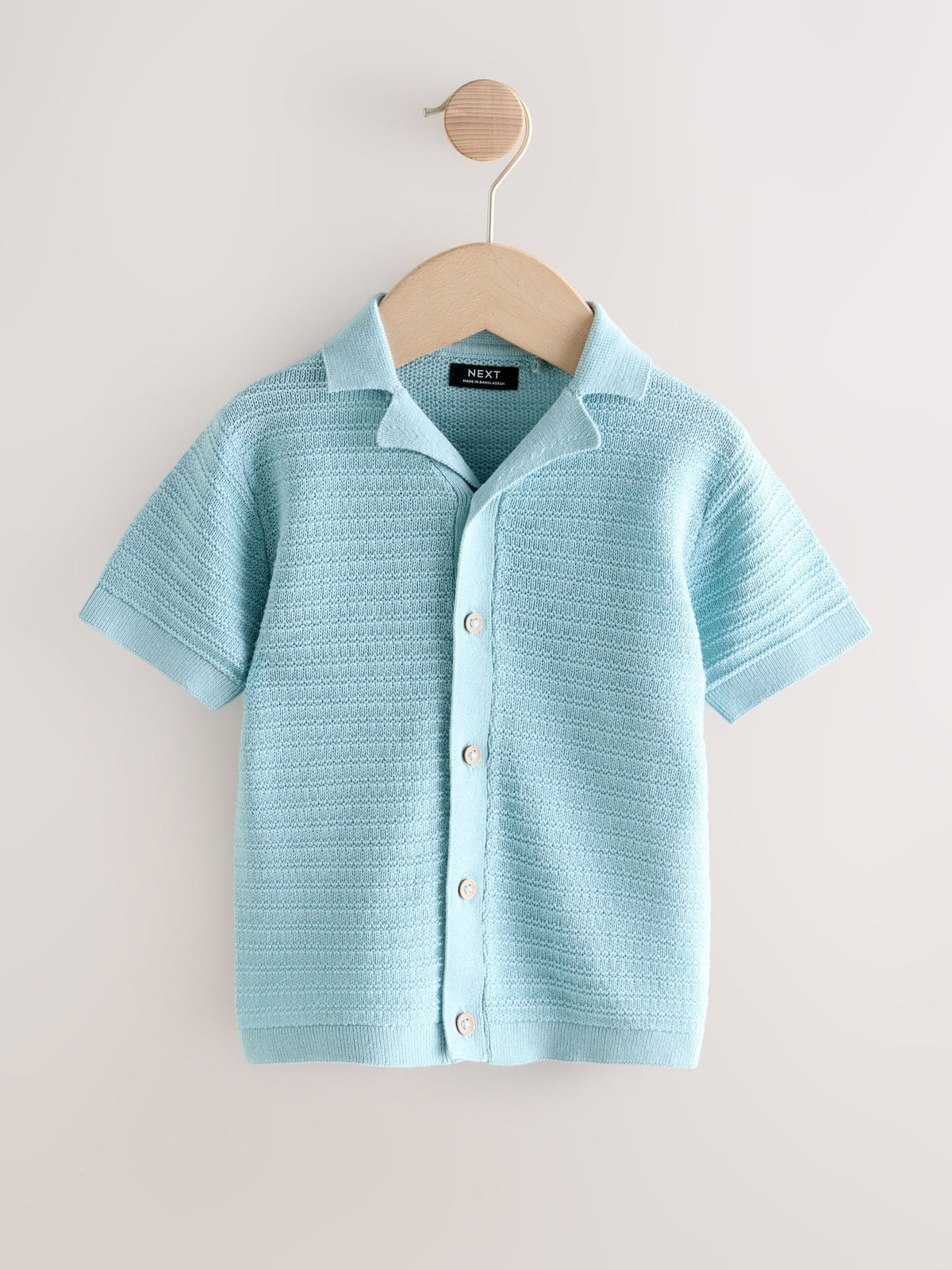 Blue Revere Collar Short Sleeve Knitted Polo Shirt (3mths-7yrs)