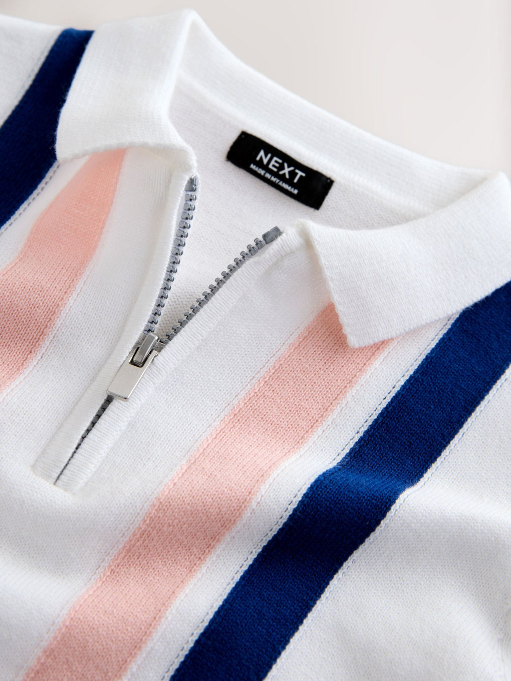 White 100% Cotton Knitted Zip Neck Polo Shirt (3mths-7yrs)