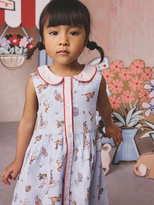 Cath Kidston Blue Fancy Dogs Cath Kidston Cotton Collar Dress (3mths-8yrs)