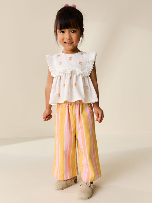 Peach Pink Embroidered Blouse And Trousers Co-ord Set (3mths-8yrs)