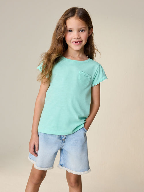 Green Daisy Pocket T-Shirt (1.5-16yrs)