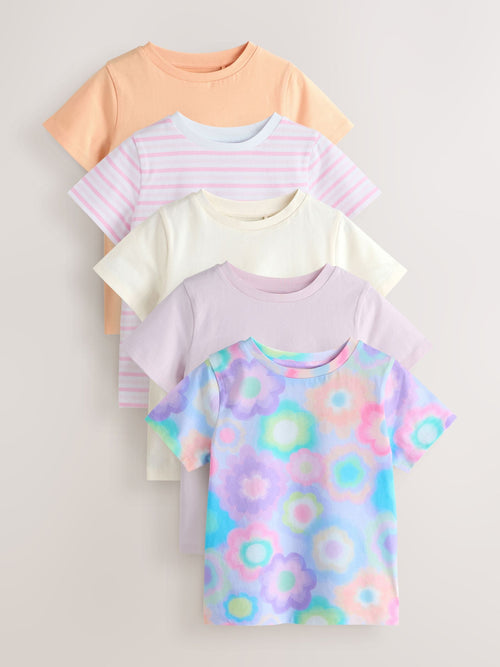 Pink Abstract 5 Pack T-Shirts (3-16yrs)