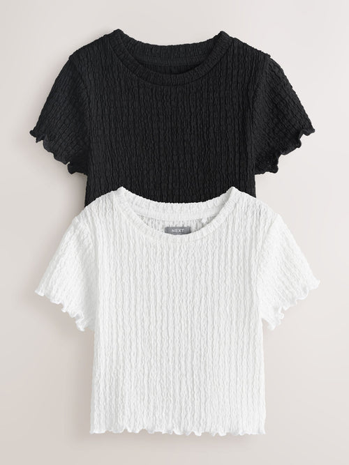 White/Black Textured Tops 2 Pack (3-16yrs)