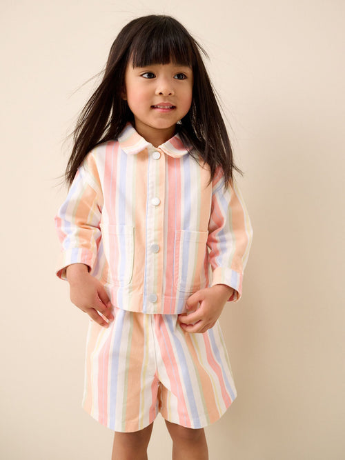 Multi Stripe Printed Jacket And Shorts Set (3mths-7yrs)