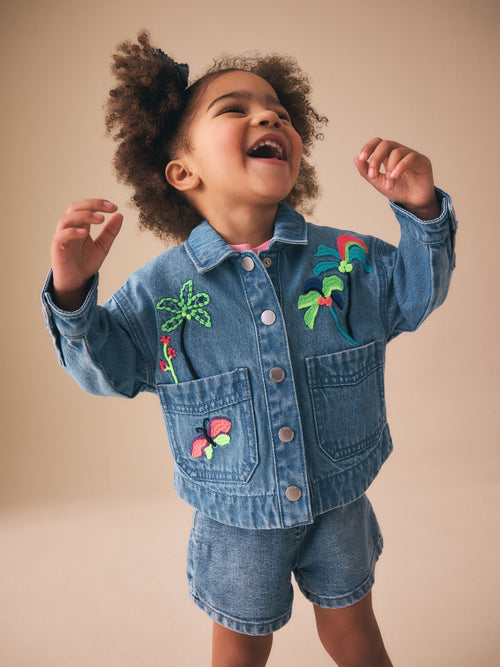 Tropical Embroidery Denim Jacket (3mths-7yrs)