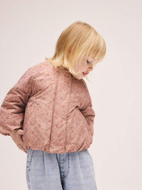 Pink Ditsy Floral Shower Resistant Bubble Hem Coat (3mths-7yrs)