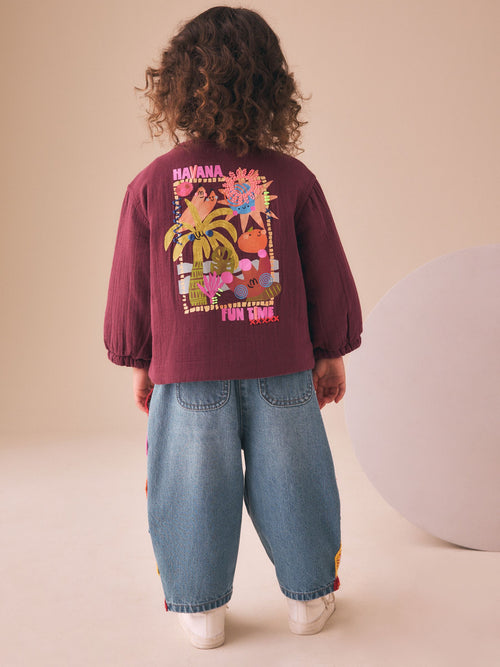 Burgundy Tropical Printed Quilted Jacket (3mths-7yrs)