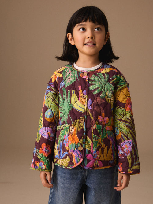 Bright Jungle Print Cotton Quilted Jacket (3-16yrs)
