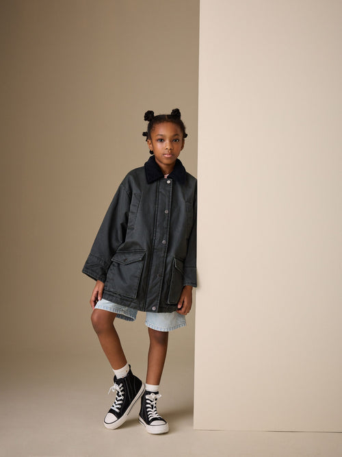 Black Waxed Look Jacket (5-14yrs)