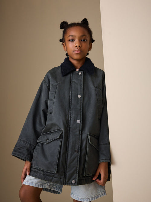 Black Waxed Look Jacket (5-14yrs)