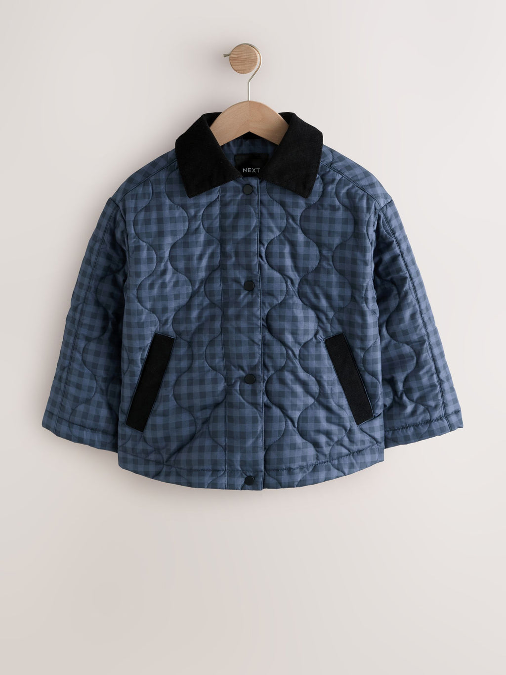 Navy Check Shower Resistant Quilted Barn Jacket (3-16yrs)