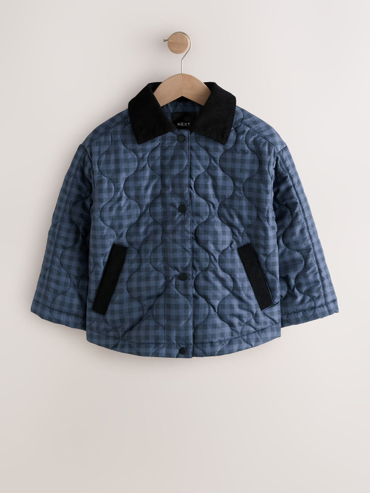 Navy Check Shower Resistant Quilted Barn Jacket (3-16yrs)