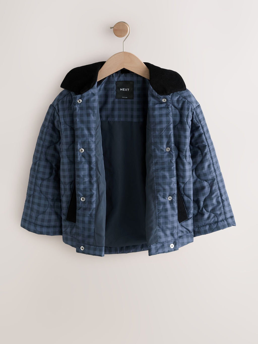 Navy Check Shower Resistant Quilted Barn Jacket (3-16yrs)