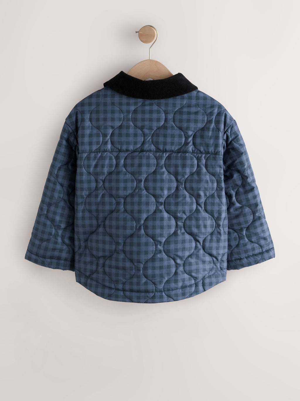 Navy Check Shower Resistant Quilted Barn Jacket (3-16yrs)