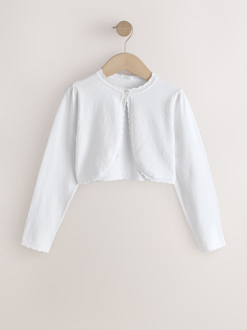 White Occasion Bridesmaid Knitted Cardigan Shrug (3mths-16yrs)