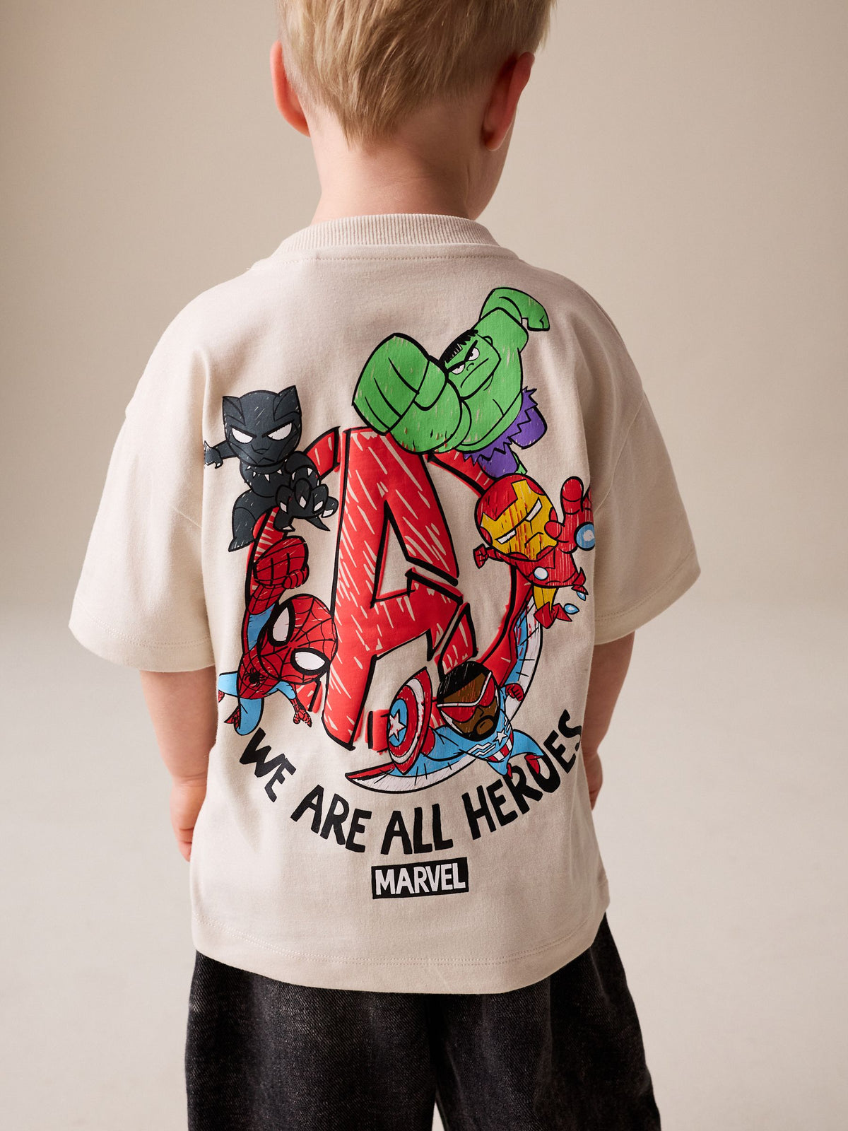 Light Grey Marvel Short Sleeve Cotton T-Shirt (6mths-8yrs)