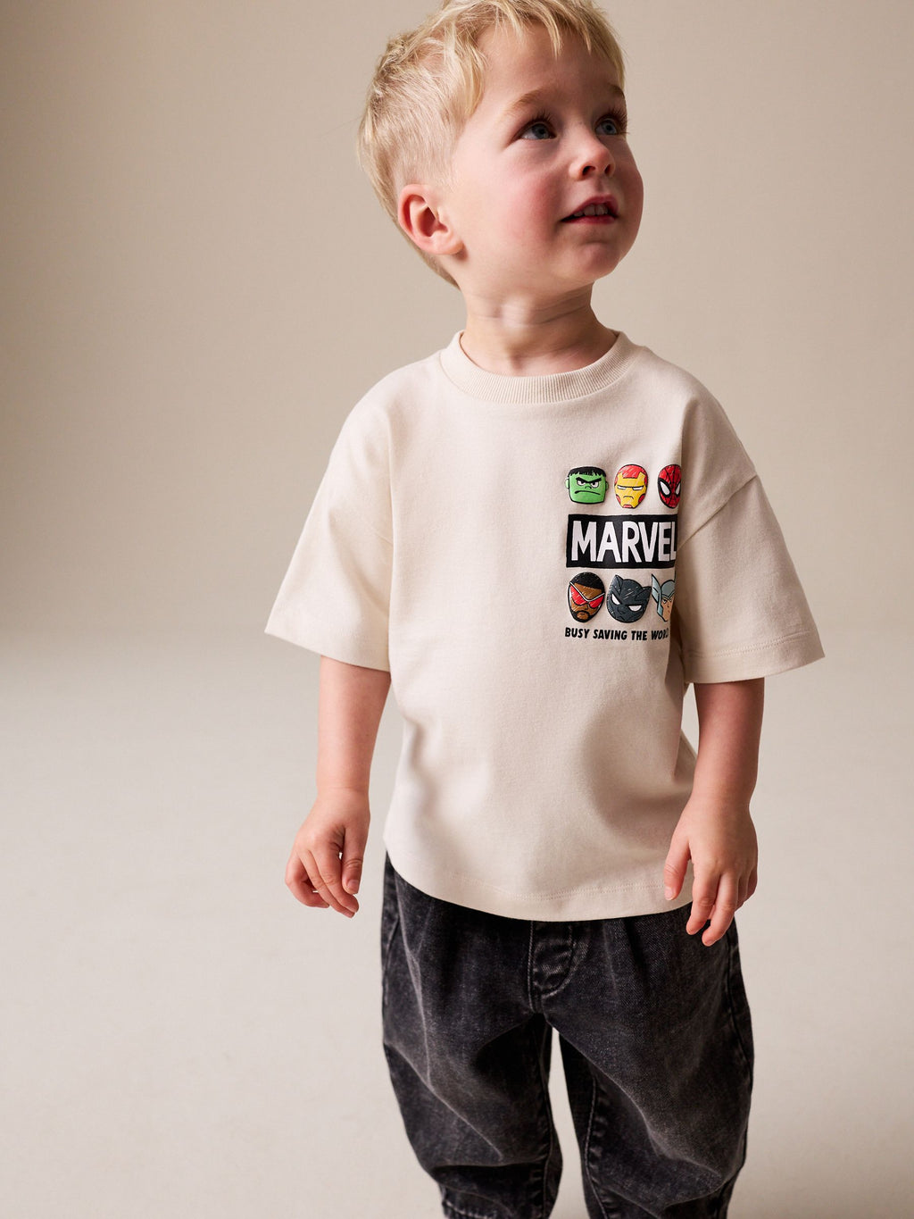 Light Grey Marvel Short Sleeve Cotton T-Shirt (6mths-8yrs)