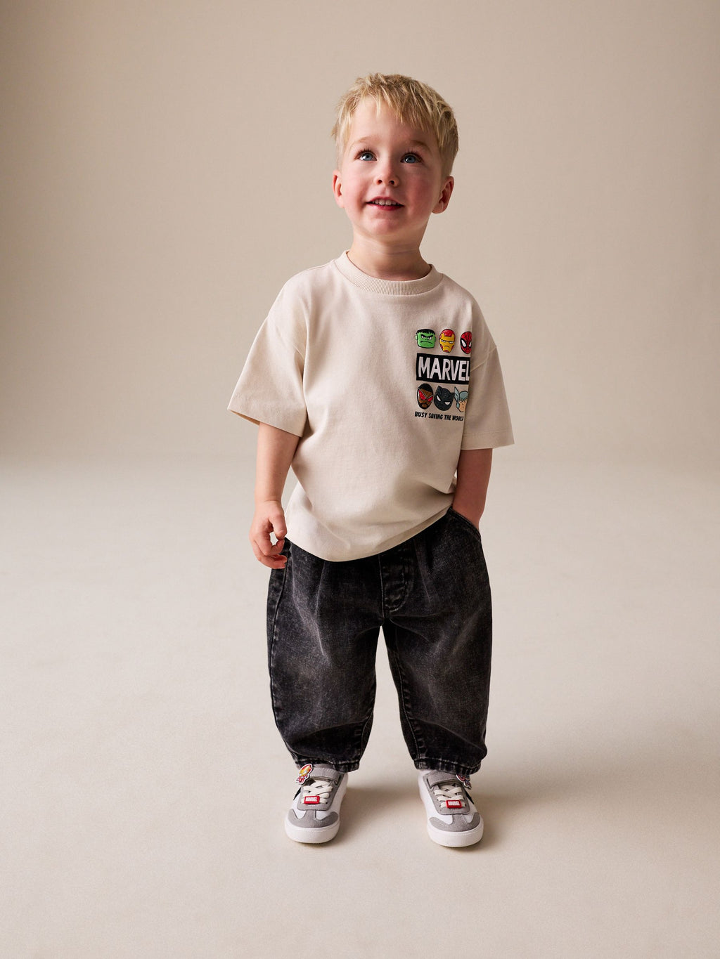 Light Grey Marvel Short Sleeve Cotton T-Shirt (6mths-8yrs)