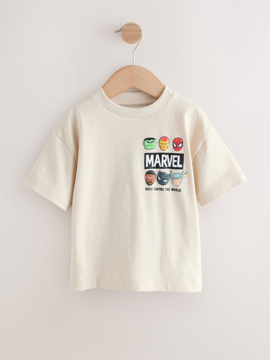 Light Grey Marvel Short Sleeve Cotton T-Shirt (6mths-8yrs)