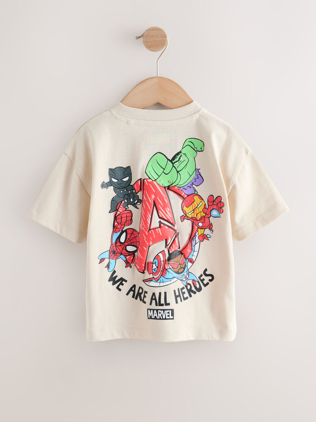 Light Grey Marvel Short Sleeve Cotton T-Shirt (6mths-8yrs)