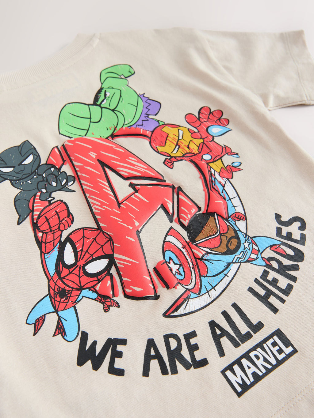 Light Grey Marvel Short Sleeve Cotton T-Shirt (6mths-8yrs)