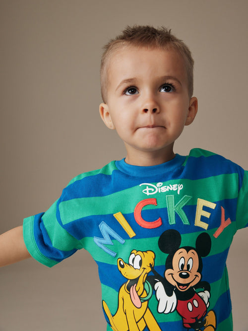 Blue/Green Single Mickey Mouse Short Sleeve T-Shirt (3mths-8yrs)