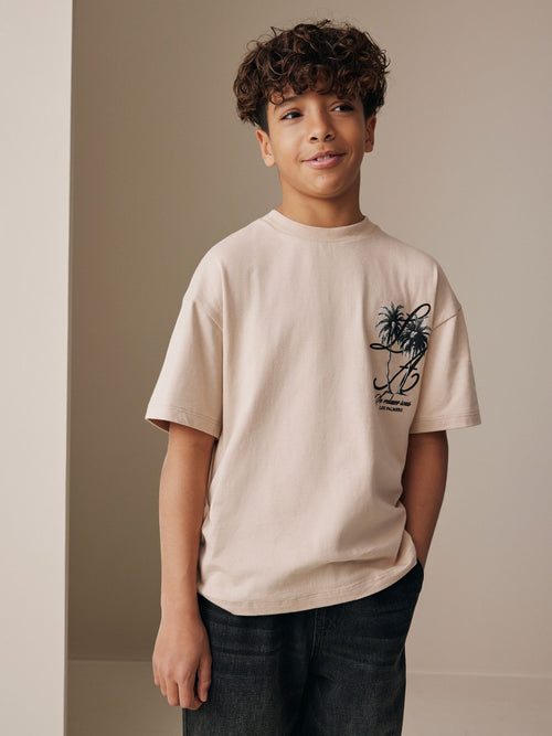 Stone Palm Back Print Short Sleeve Graphic T-Shirt (3-16yrs)