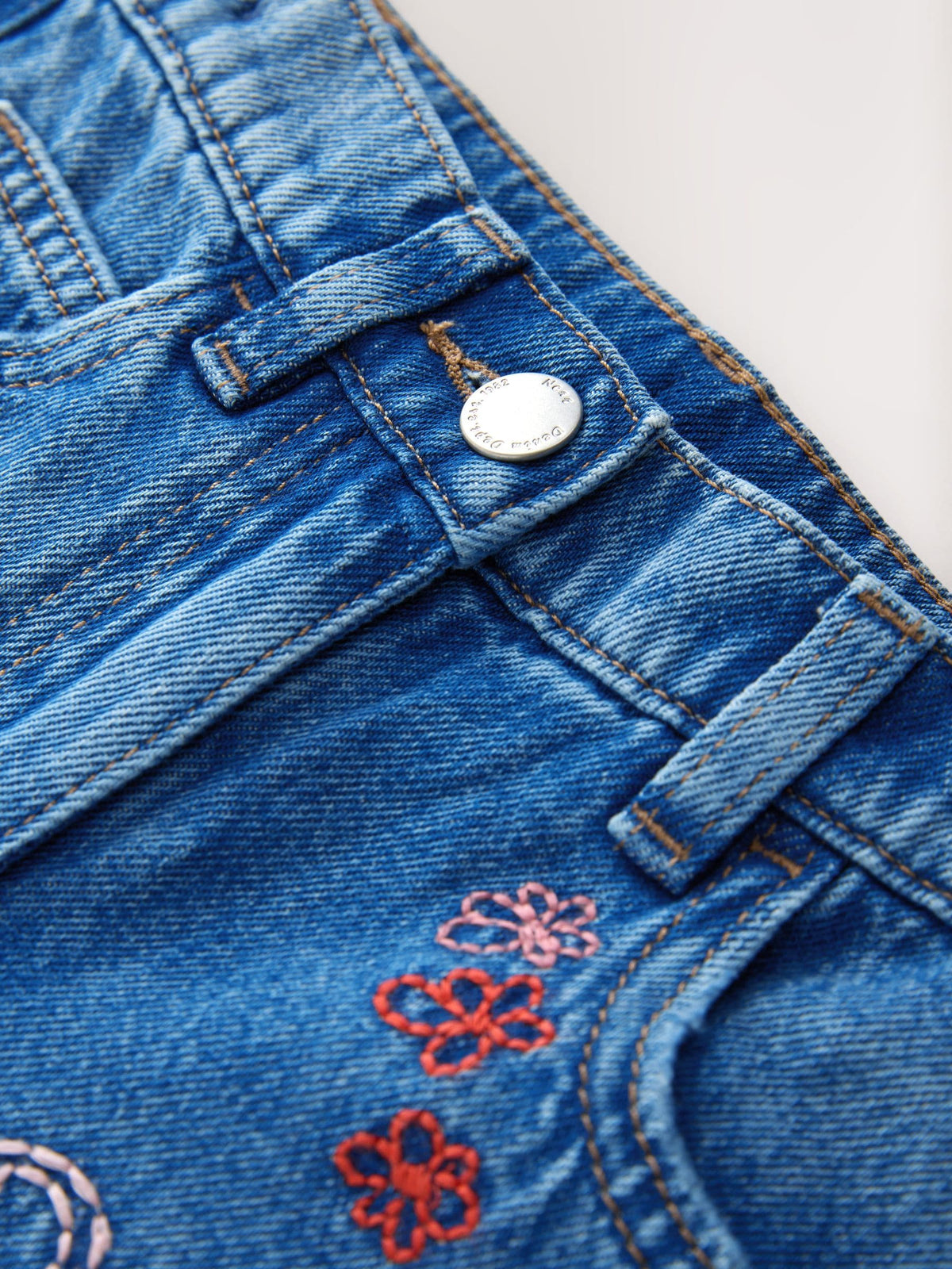 Mid Blue Embroidered Barrel Jeans (3-16yrs)