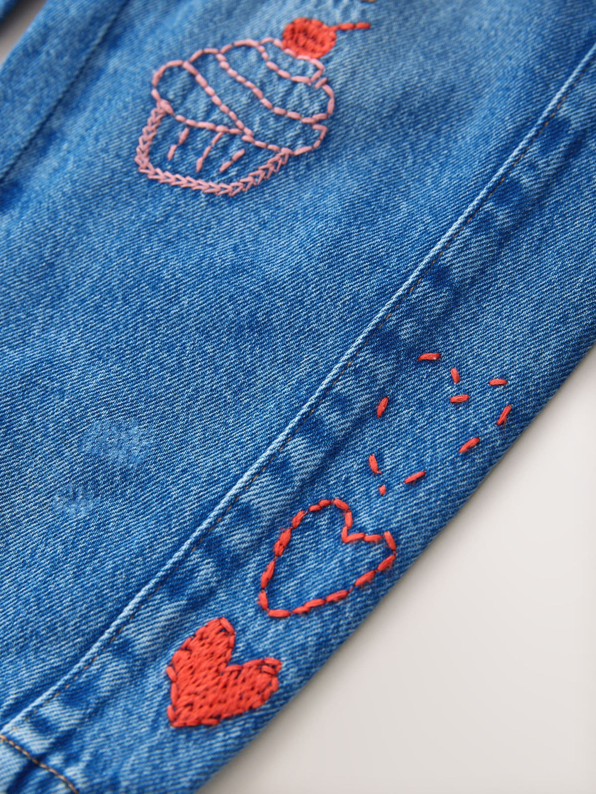 Mid Blue Embroidered Barrel Jeans (3-16yrs)