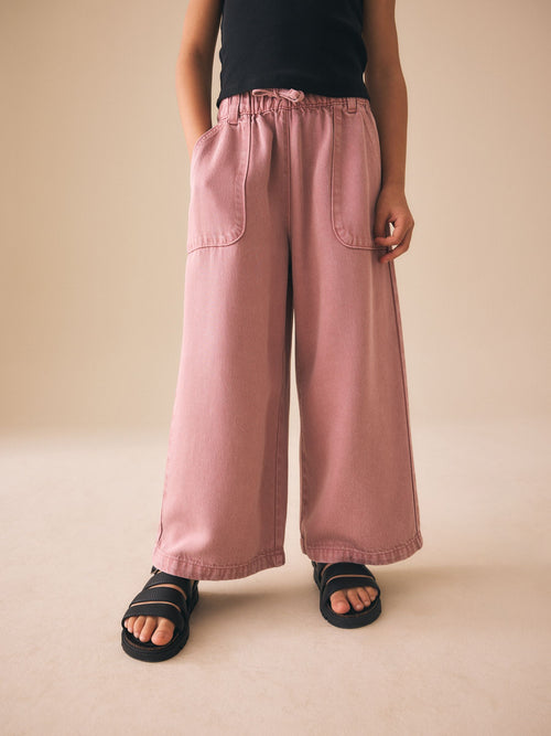 Pink Pull On Wide Leg Trousers (3-16yrs)