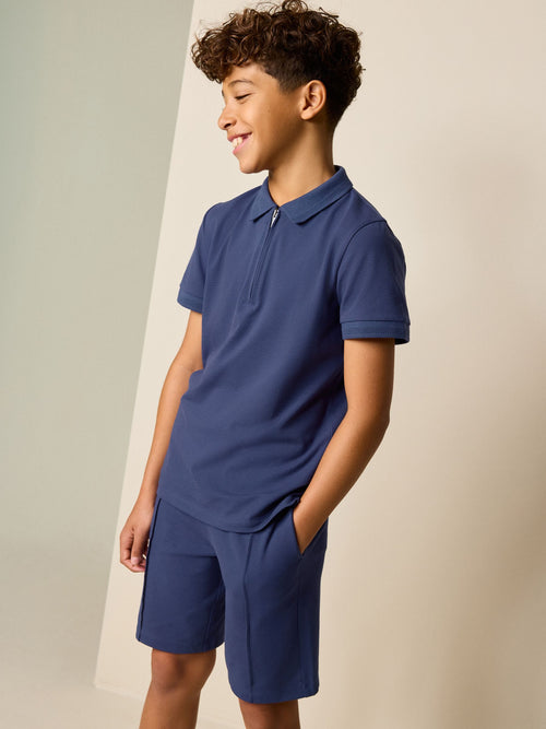 Navy Short Sleeve Polo Shirt and Shorts Set (3-16yrs)