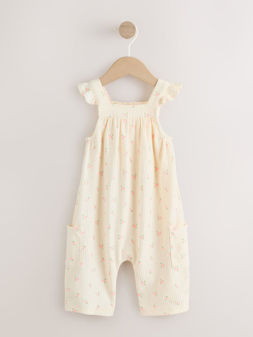White Floral Baby Long Leg Jersey Romper (0mths-3yrs)