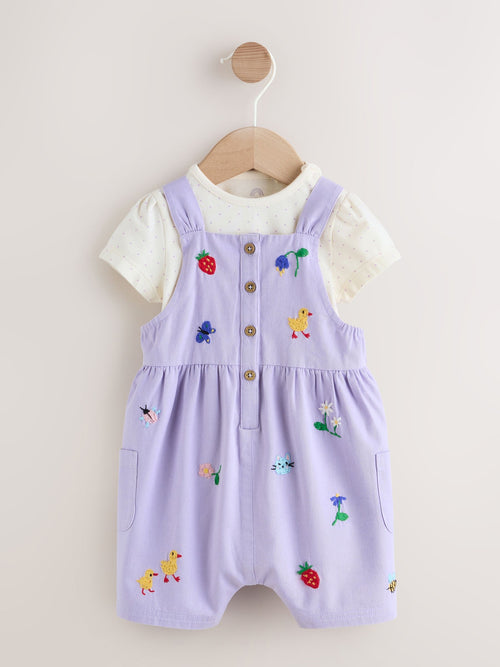 Purple Character Baby Dungarees and Bodysuits Set 2 Piece (0mths-2yrs)