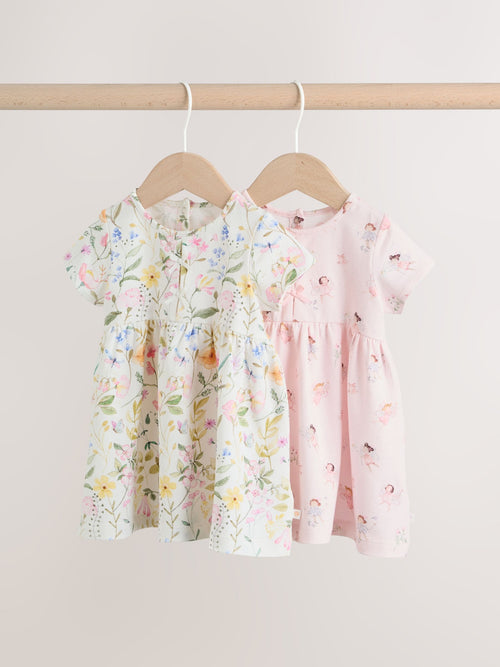 Pink Fairy Baby Short Sleeve Dresse 2 Pack (0mths-3yrs)