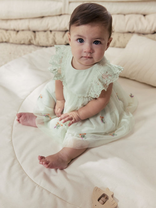 Sage Green Baby Mesh Dress (0mths-2yrs)