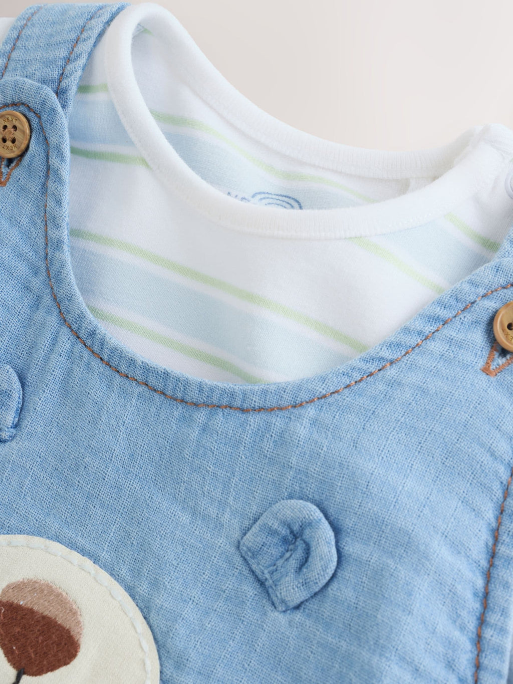 Blue Bear Woven Dungarees and Bodysuit Baby Set (0mths-2yrs)