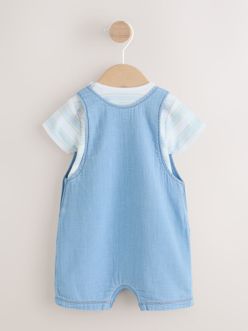 Blue Bear Woven Dungarees and Bodysuit Baby Set (0mths-2yrs)