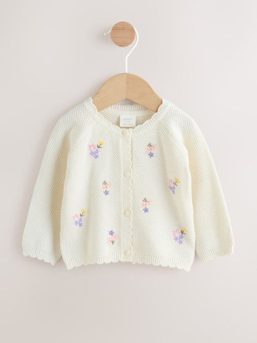 White Floral Embroidered Baby Cardigan (0mths-2yrs)