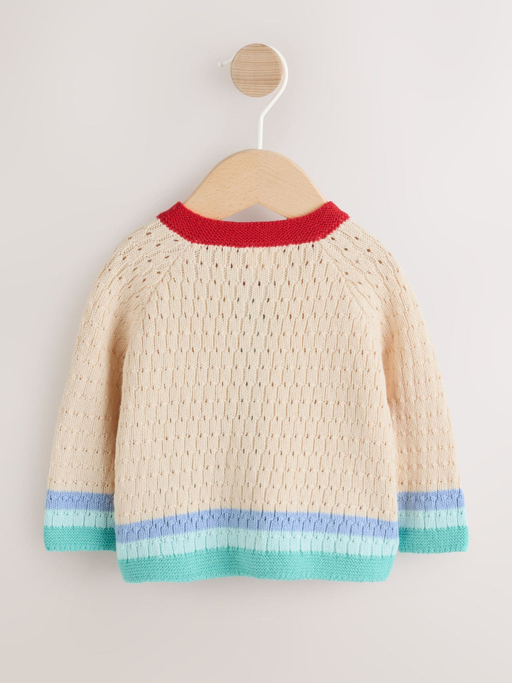 Natural Crochet Embroidered Knitted Nautical Baby Cardigan (0mths-2yrs)